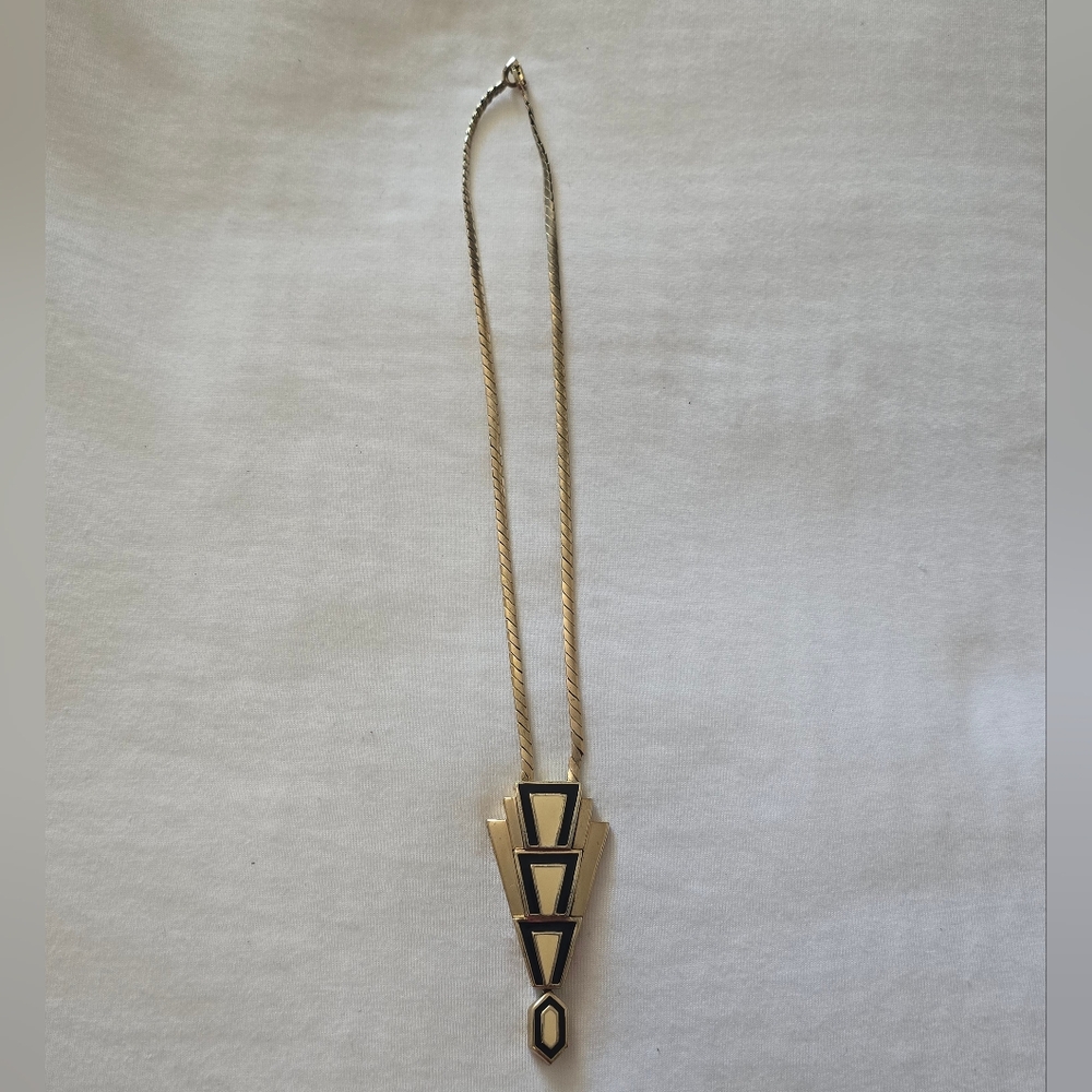Dior Gold and Black Geometric Necklace